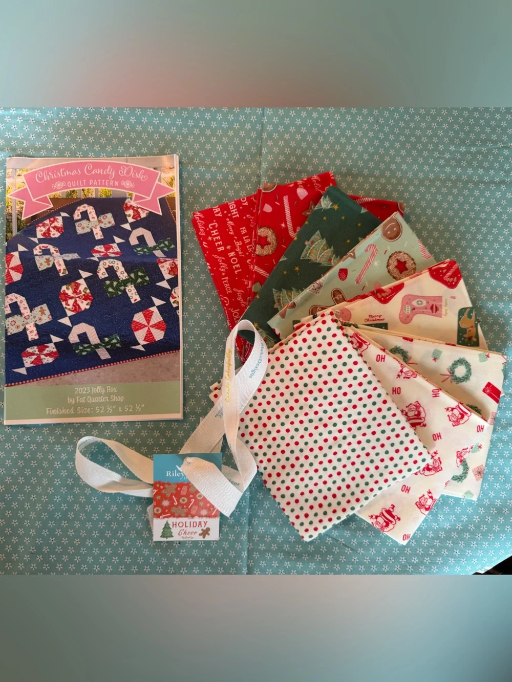 Pattern & 8 Pc Fat Quarter Bundle 2023 Jolly Box Holiday Cheer-Christmas Candy